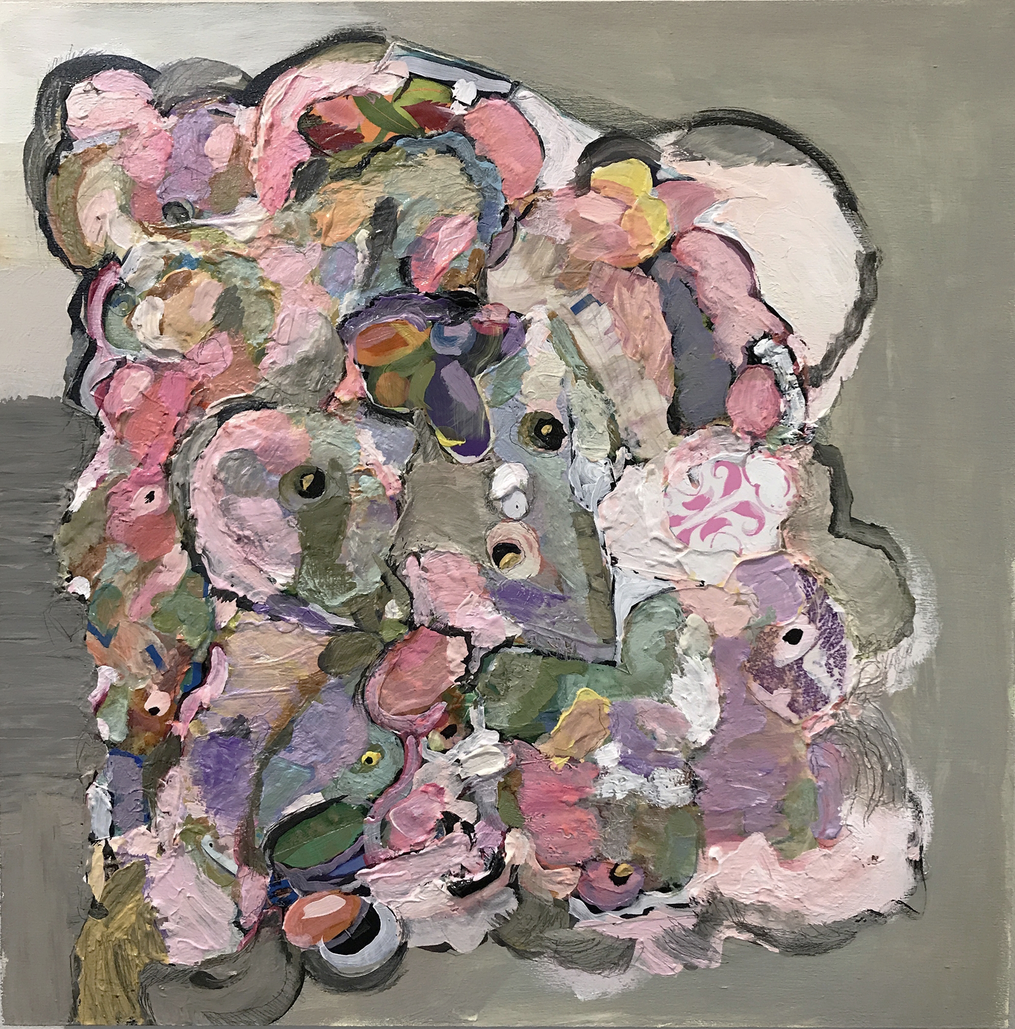 Taupe, acrylic and mixed media on panel, 18 x 18", 2018
