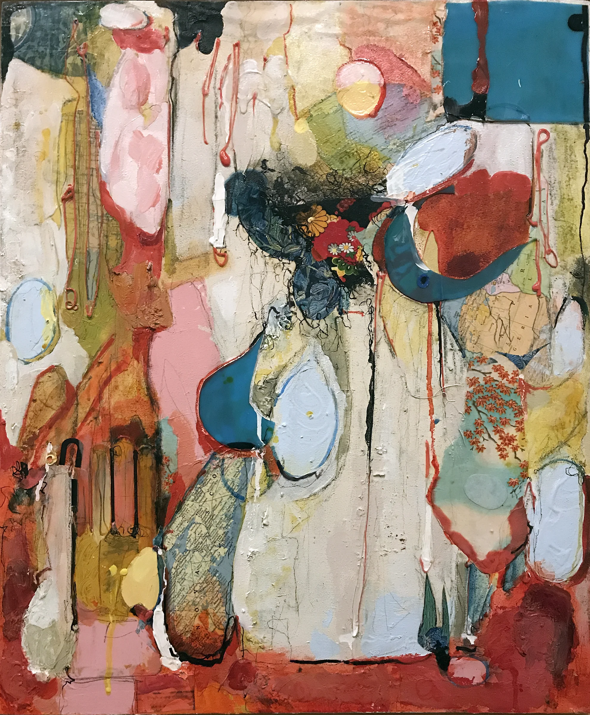Primary, oil and mixed media on canvas, 24 x 18," 2018