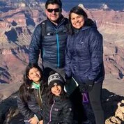 Lou with wife Sonia and daughters Sarah and Sofia, at the Grand Canyon