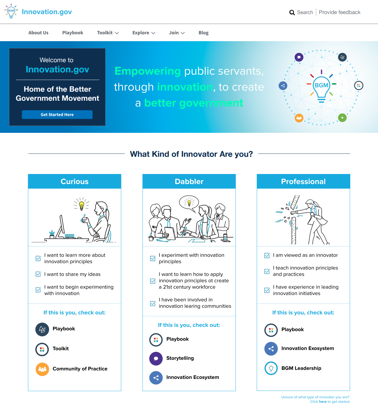Figure 1: Screen shot of the Innovation.gov Homepage