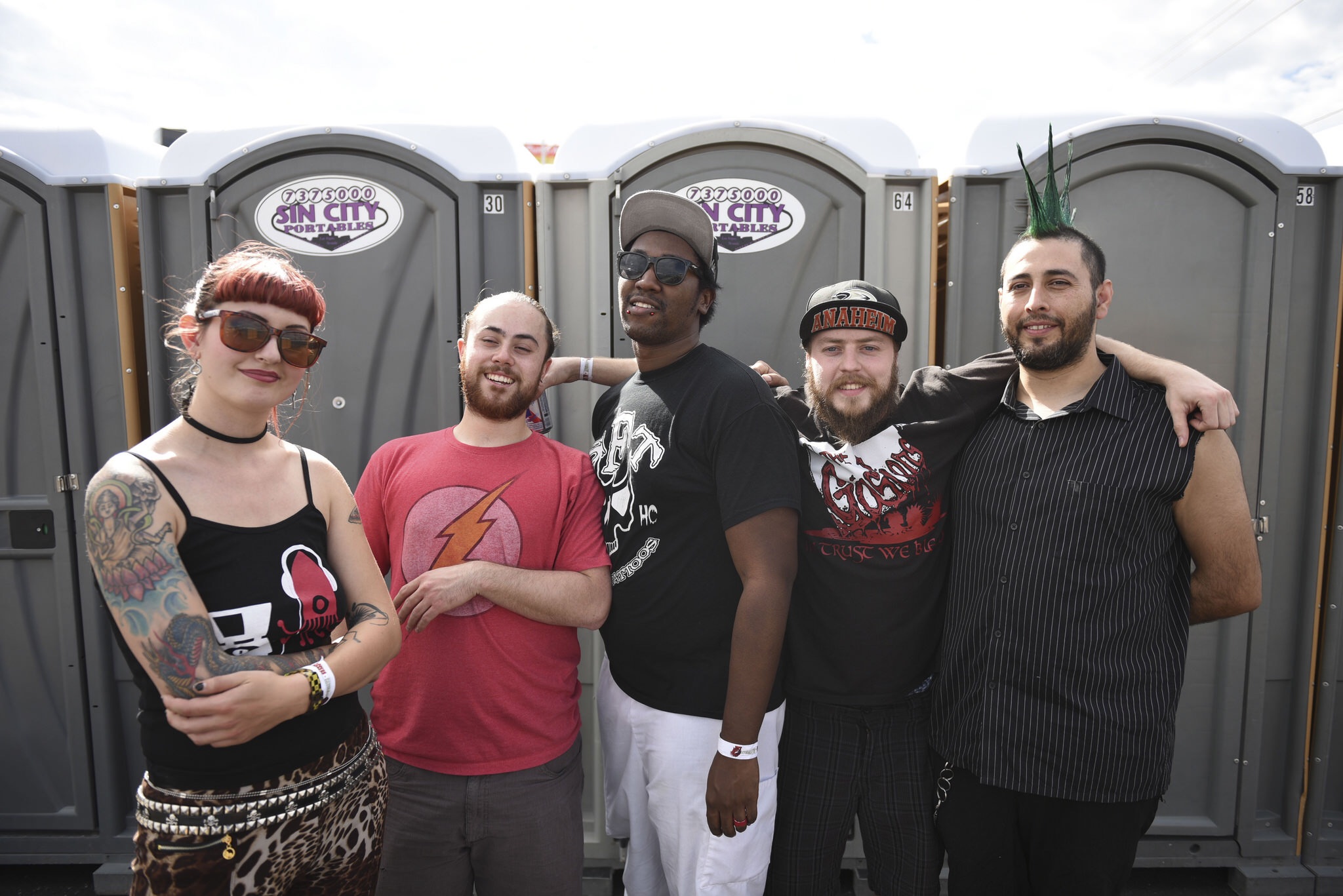 Sounds Of Threat pose for a photo at Punk Rock Bowling in downtown Las Vegas, Nevada.