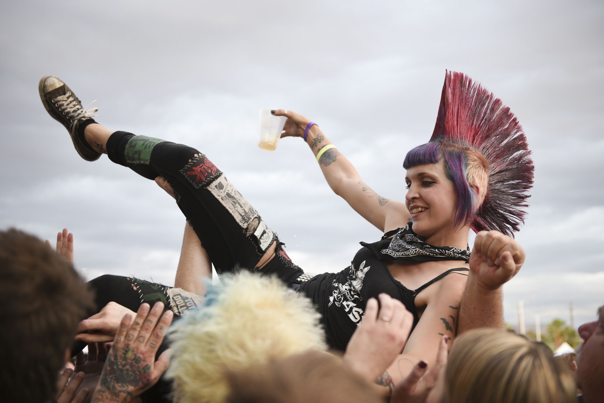A crowd surfer during J ello Biafra & The Guantanamo School Of Medicine's set.