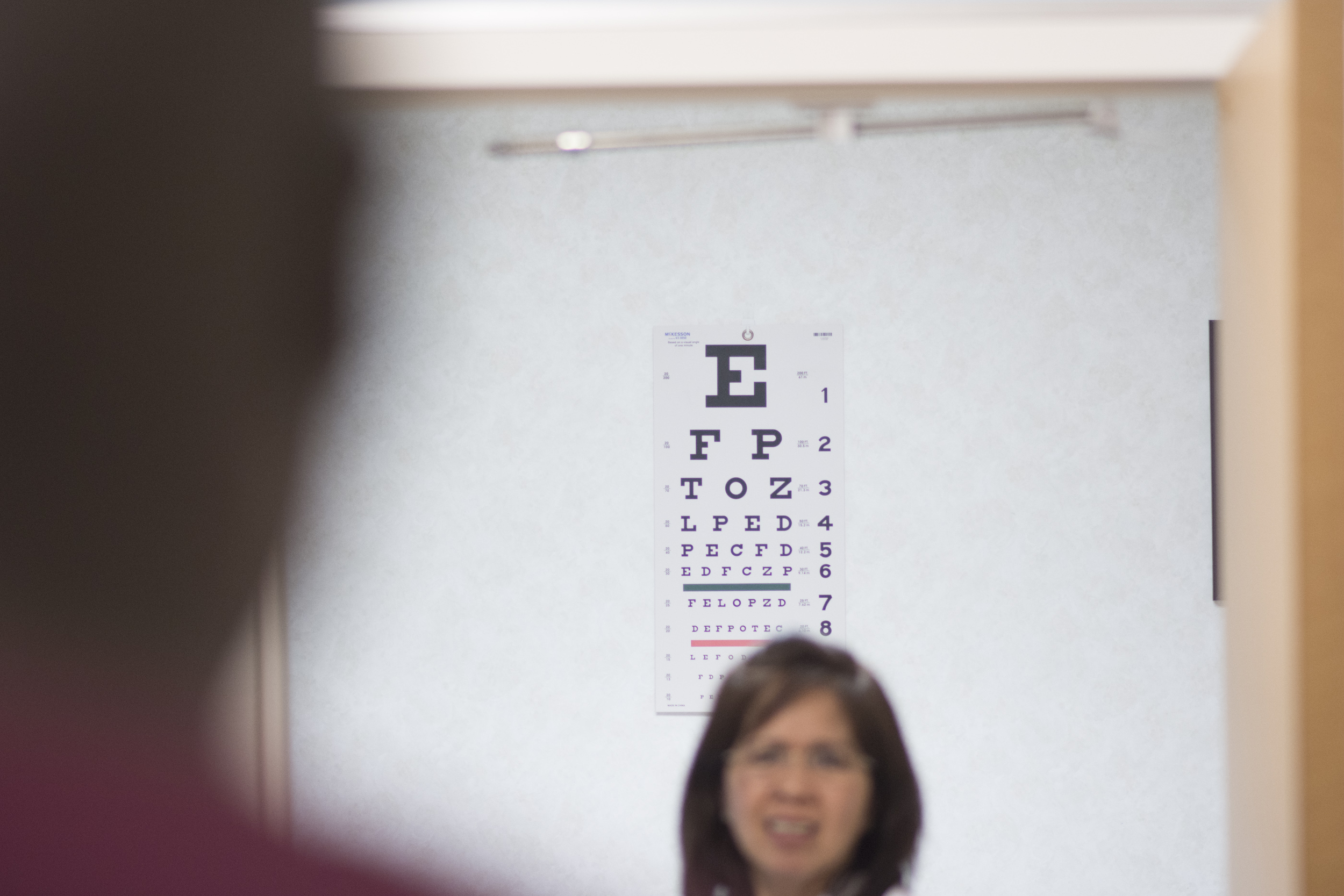 Nurse practitioner Yvette Alto-Buenaflor tests a patient's eyesight at CVS Pharmacy's Minute Clinic at 1825 East Warm Springs Road in Las Vegas, Thursday, Aug. 13, 2015. Howard visits the clinic to have a physical for a driving position with the Department of Transportation. (Jason Ogulnik/Las Vegas Review-Journal) 