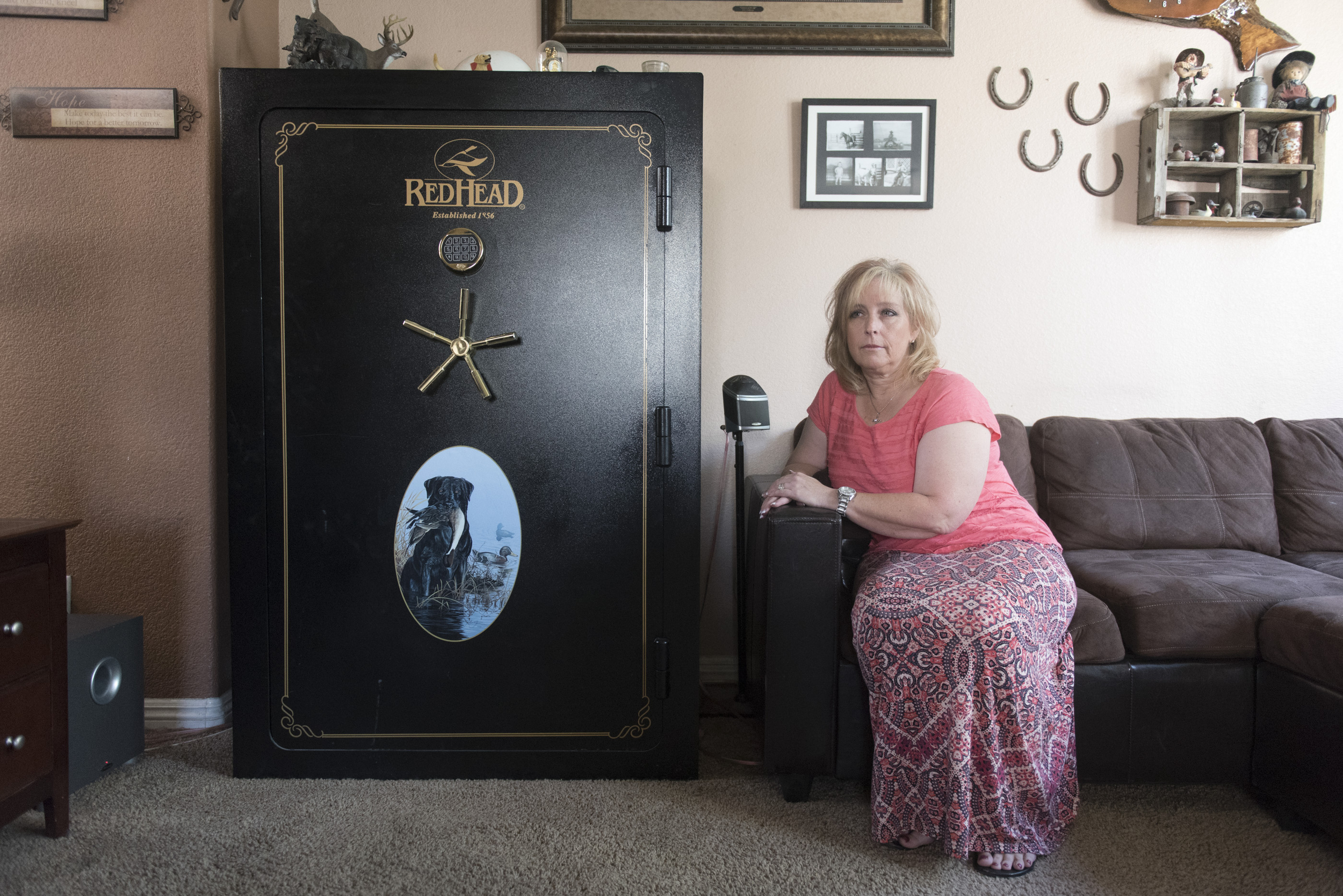 Kristi Beber poses next to the safe in her Las Vegas home Friday, Sept. 11, 2015. Jason Ogulnik/Las Vegas Review-Journa 