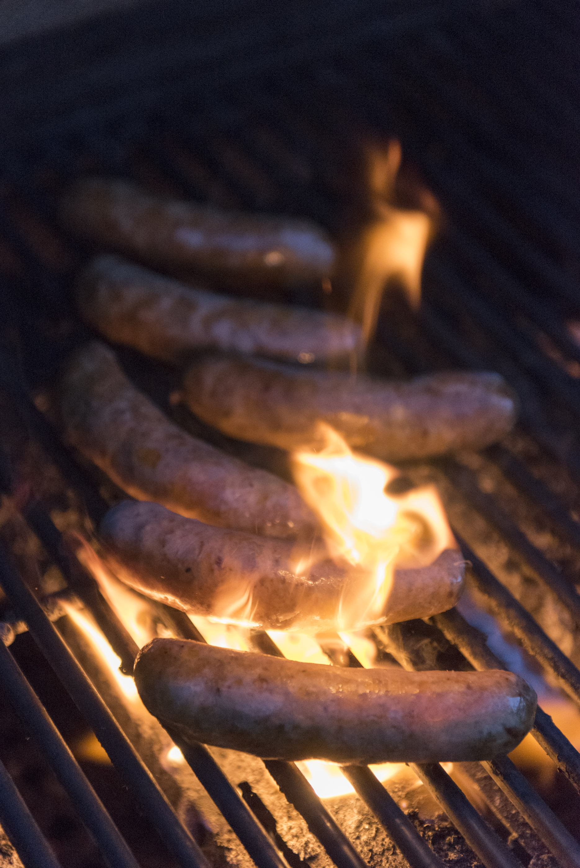 Sausages are grilled as firefighter Ted Ramey prepares dinner for the six man crew at Las Vegas Fire & Rescue's Fire Station 41 in Las Vegas Monday, Jan. 11, 2016. The dinner consists of Italian stuffed shells, grilled sausage, garlic bread, green salad and banana cream pie. Jason Ogulnik/Las Vegas Review-Journal