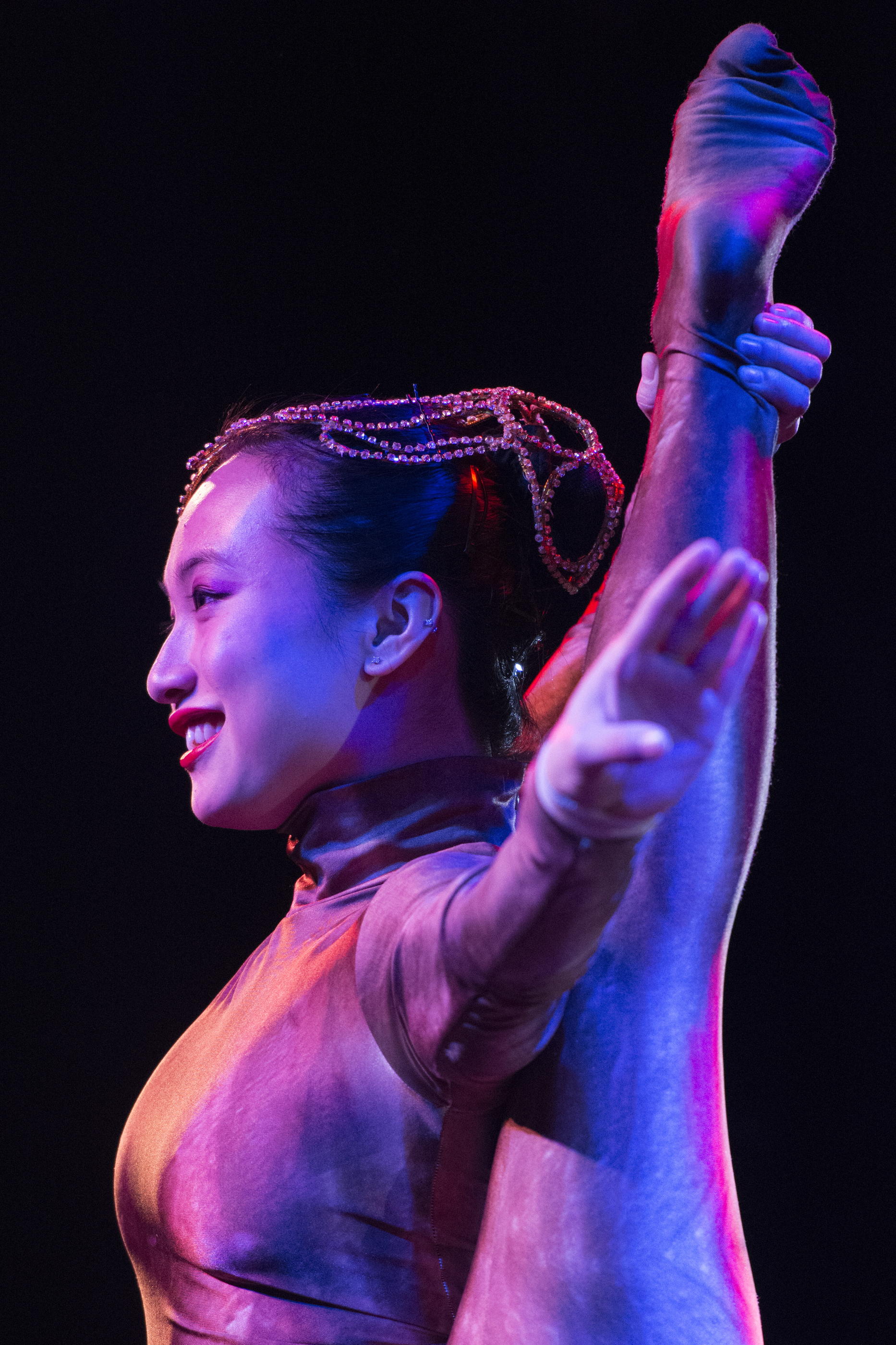 A balancer performs at Circus Circus Hotel & Casino's midway stage in Las Vegas Tuesday, Feb. 2, 2016.