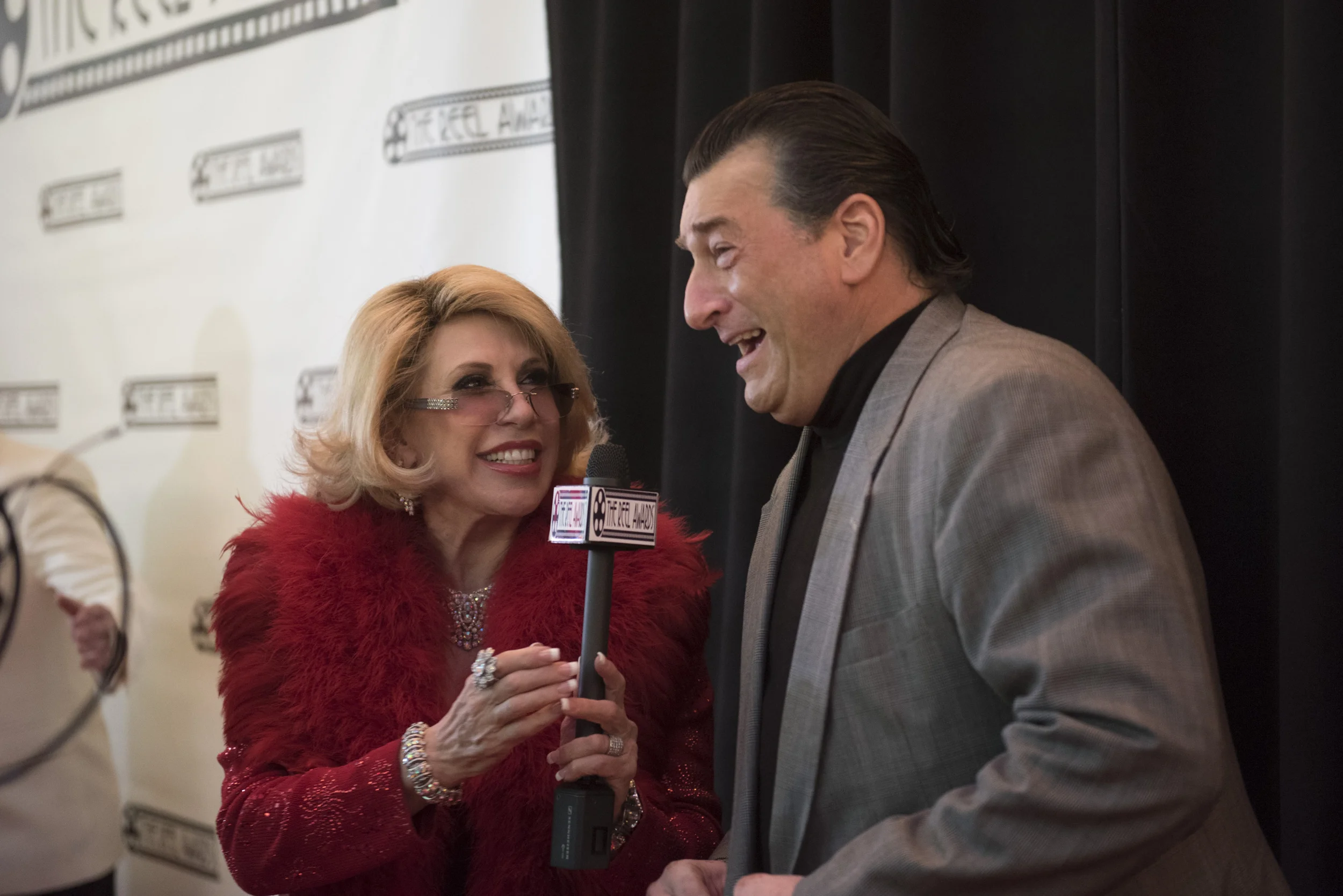 Joan Rivers impersonator Dee Dee Hanson, left, speaks with Robert De Niro impersonator Robert Nash during the red carpet event ahead of The Reel Awards at Golden Nugget Hotel Casino in Las Vegas Monday, Feb. 22, 2016. The Reel Awards are meant to be a humorous tribute to the real Academy Awards. Jason Ogulnik/Las Vegas Review-Journal