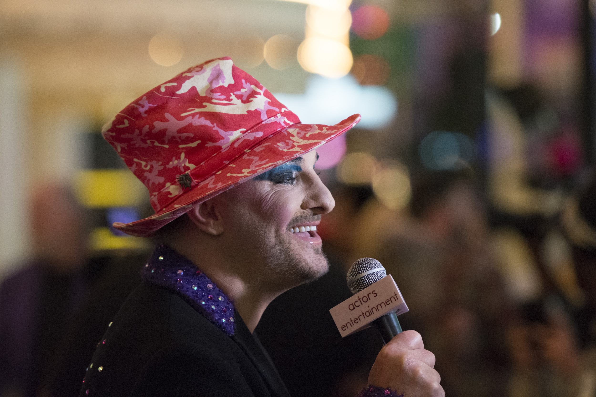Boy George impersonator Keith George speaks with a reporter on the red carpet ahead of The Reel Awards at Golden Nugget Hotel Casino in Las Vegas Monday, Feb. 22, 2016. The Reel Awards are meant to be a humorous tribute to the real Academy Awards. Jason Ogulnik/Las Vegas Review-Journal