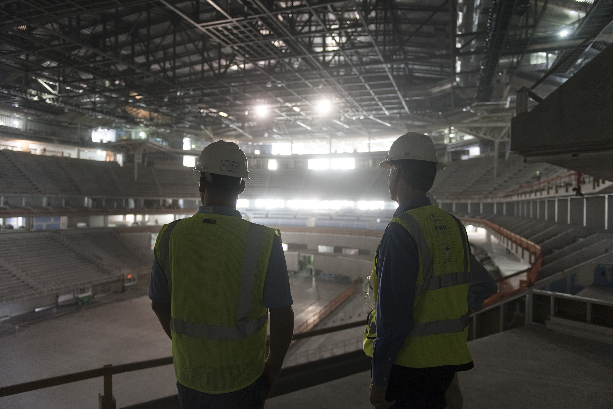 Mark Faber, senior vice president for Global Partnerships at AEG, right, and Shaun Kriedeman, director for Icon Venue Group give a tour of T-Mobile Arena located adjacent to New York-New York Hotel & Casino in Las Vegas Wednesday, Oct. 21, 2015. Jason Ogulnik/Las Vegas Review-Journal