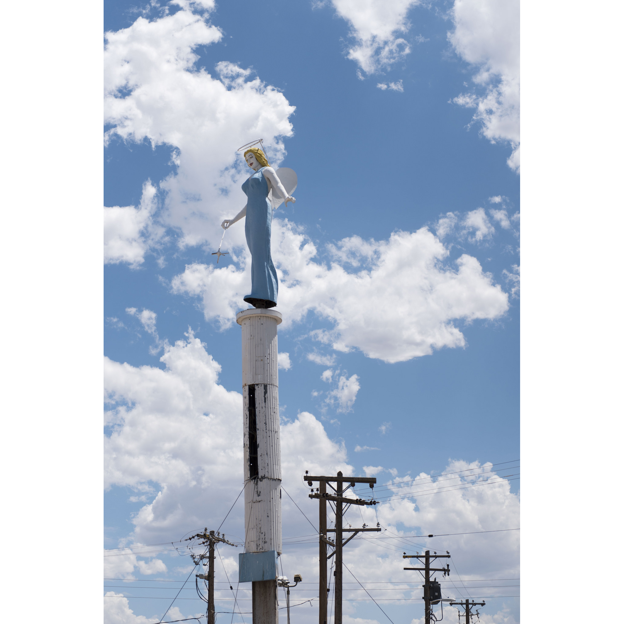 A remnant of the shuttered Blue Angel Motel stands against the sky near Fremont Street and Charleston Boulevard in downtown Las Vegas Tuesday, June 28, 2016.
