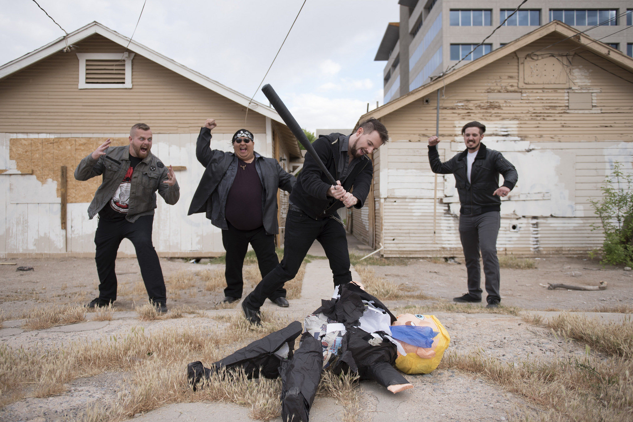 Hard Rock band Honor Amongst Thieves poses in downtown Las Vegas Tuesday, March 29, 2016.
