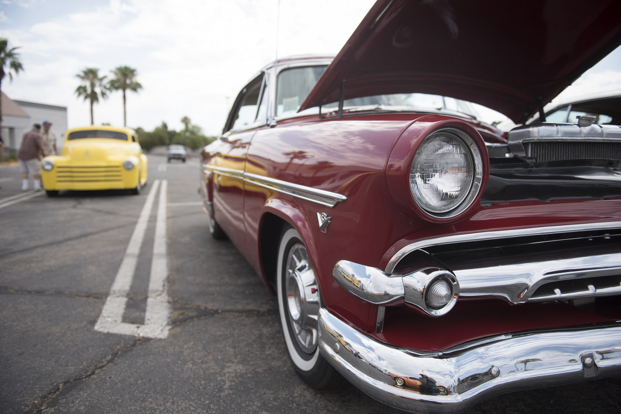 Classic cars are displayed at the West End Boys car gathering in the Vons parking lot at 6000 W. Cheyenne Ave. in Las Vegas, Sunday, July 5, 2015.(Jason Ogulnik/Las Vegas Review-Journal)