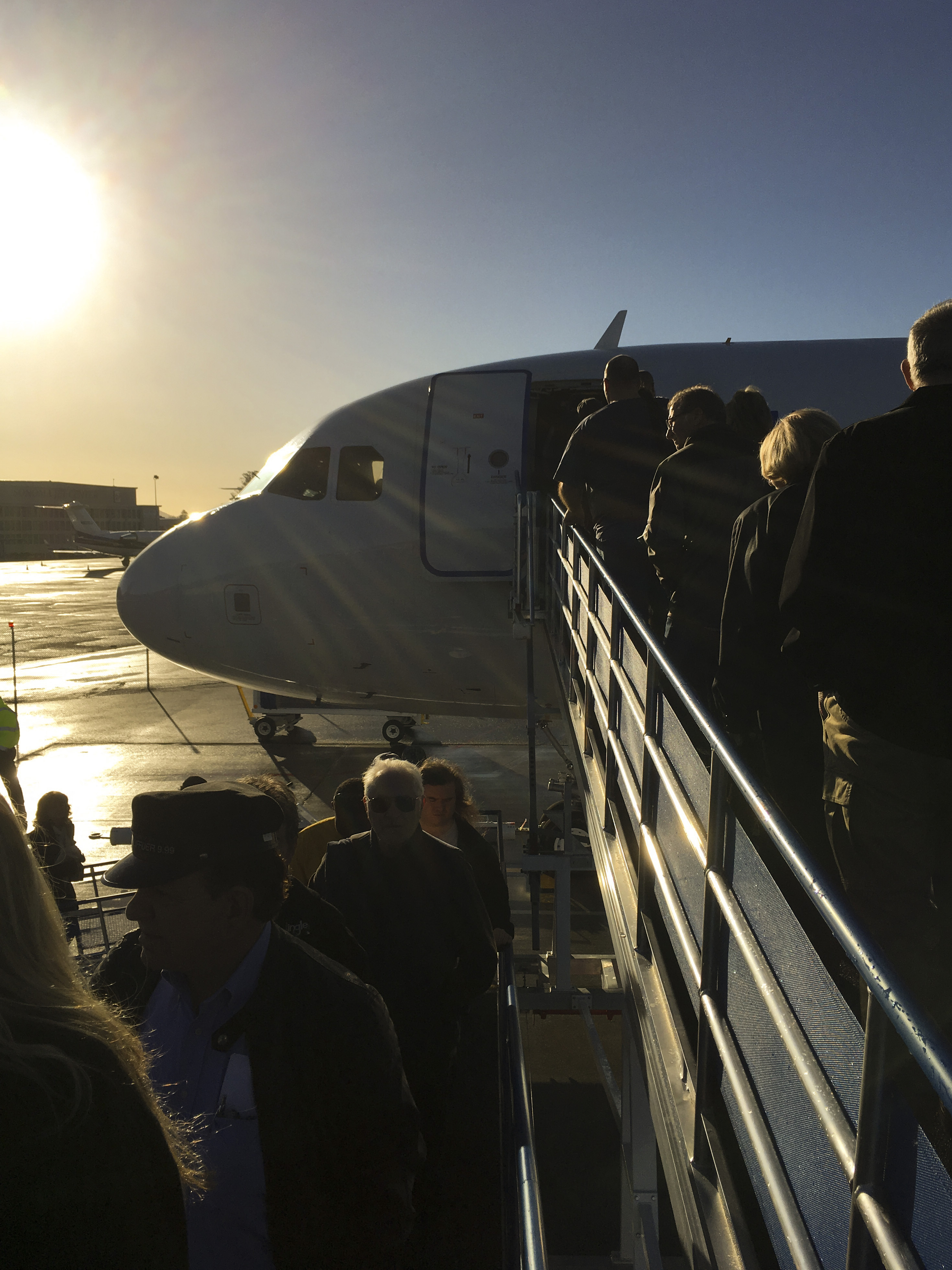Passengers board Las Vegas bound Allegiant Air flight 124 at Sonoma County Airport in Santa Rosa, Calif., Sunday, Nov. 26, 2016.