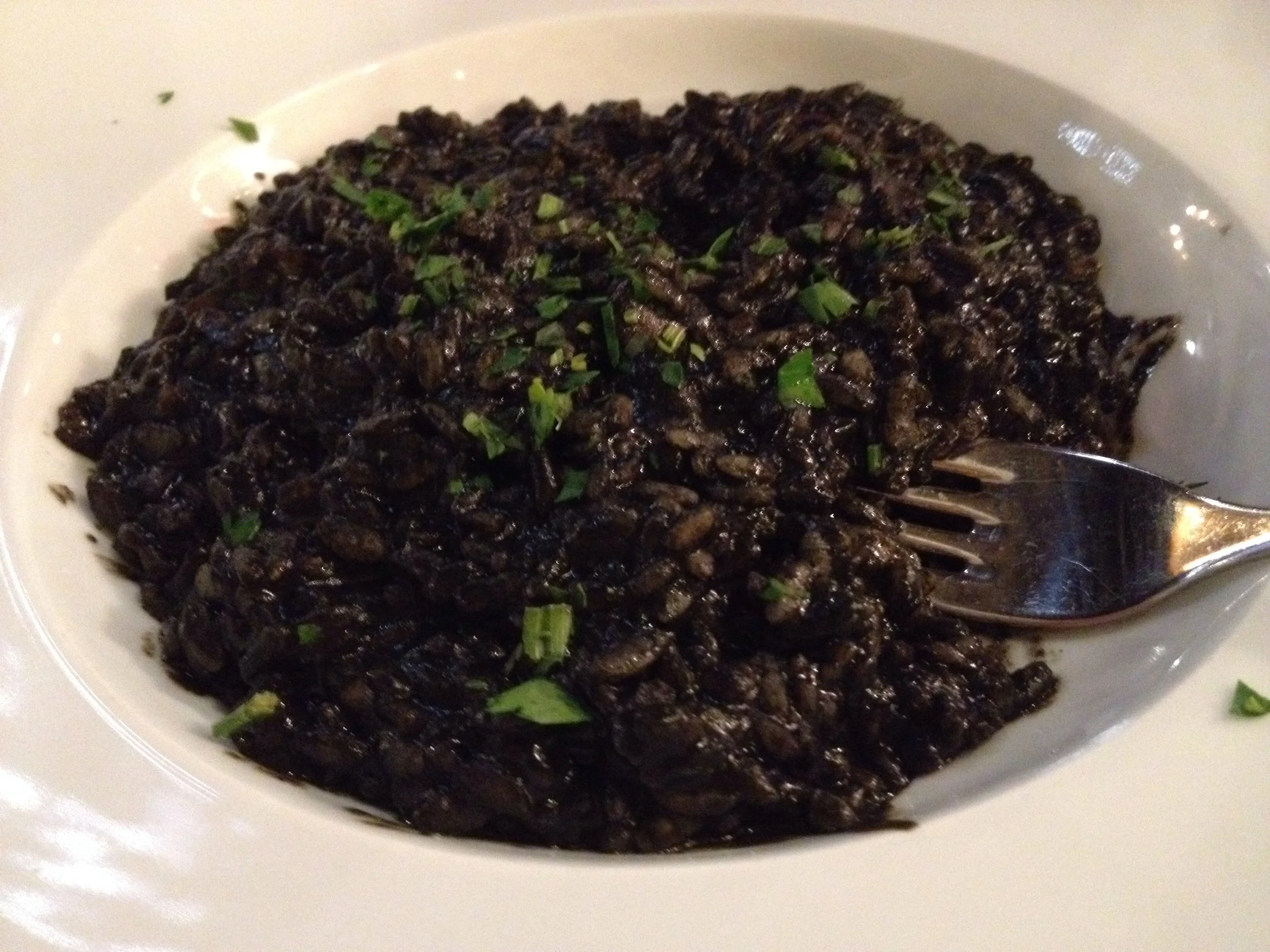 Squid ink risotto
