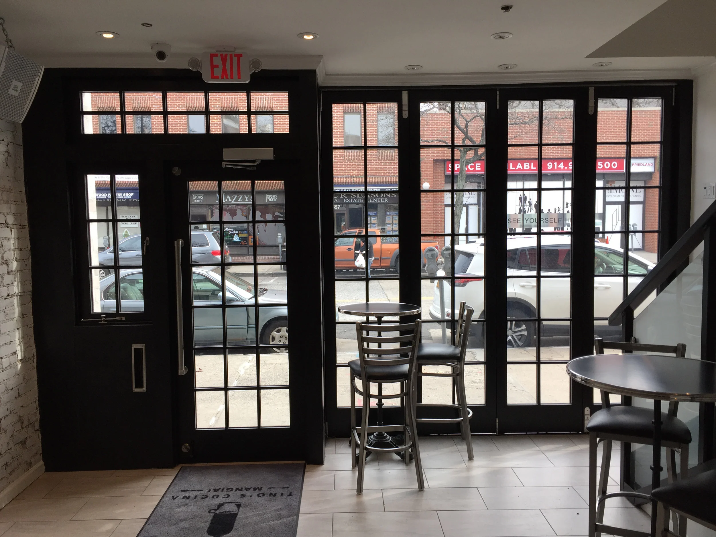 Right Path Windows & Restoration custom storefront facade as seen from the interior