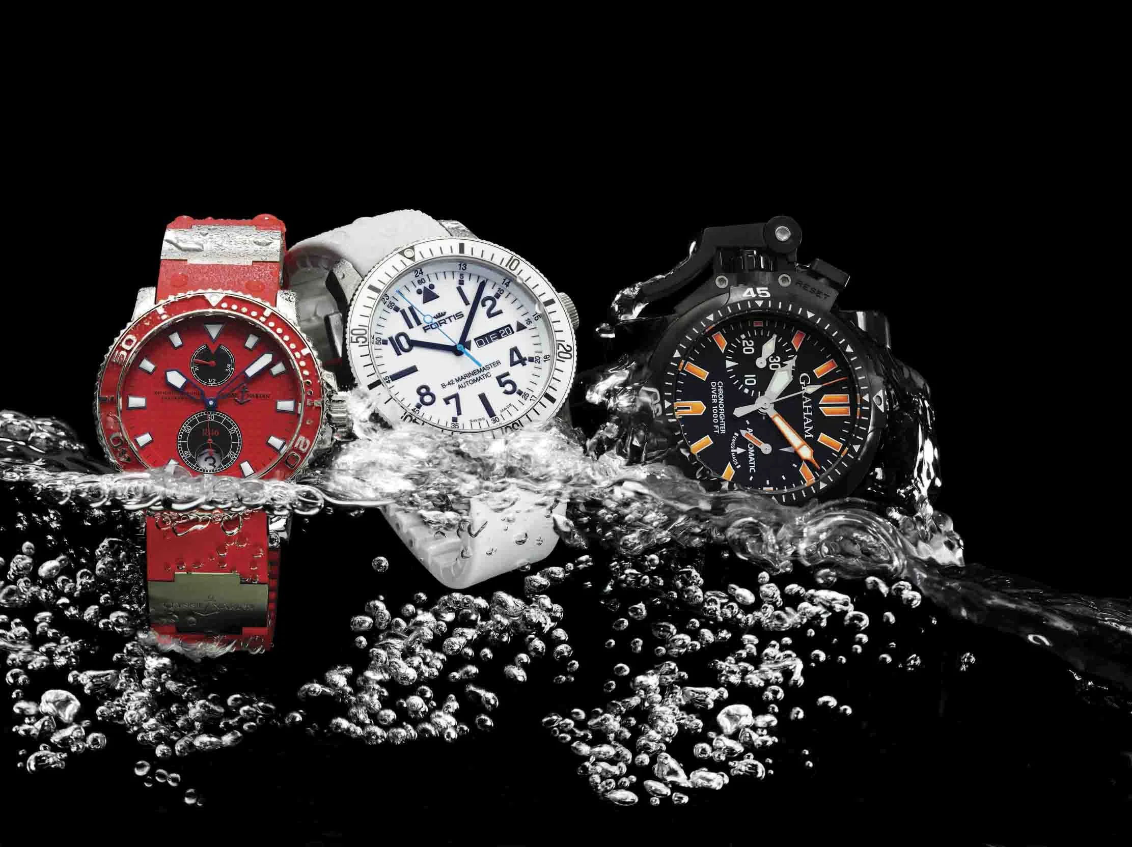 Watches feature of watches in water for Lux Magazine