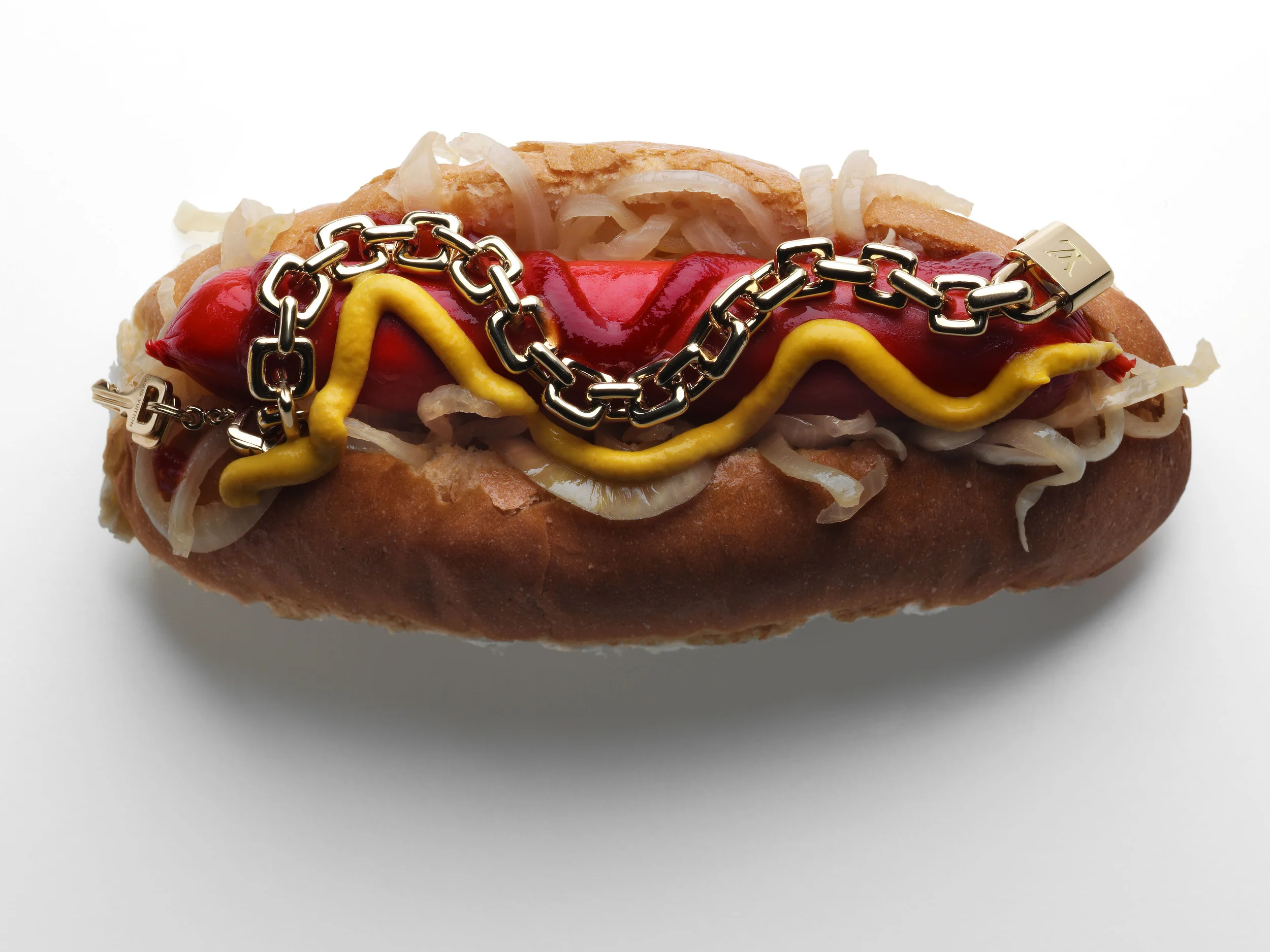 Russh Magazine jewellery editorial on a hotdog