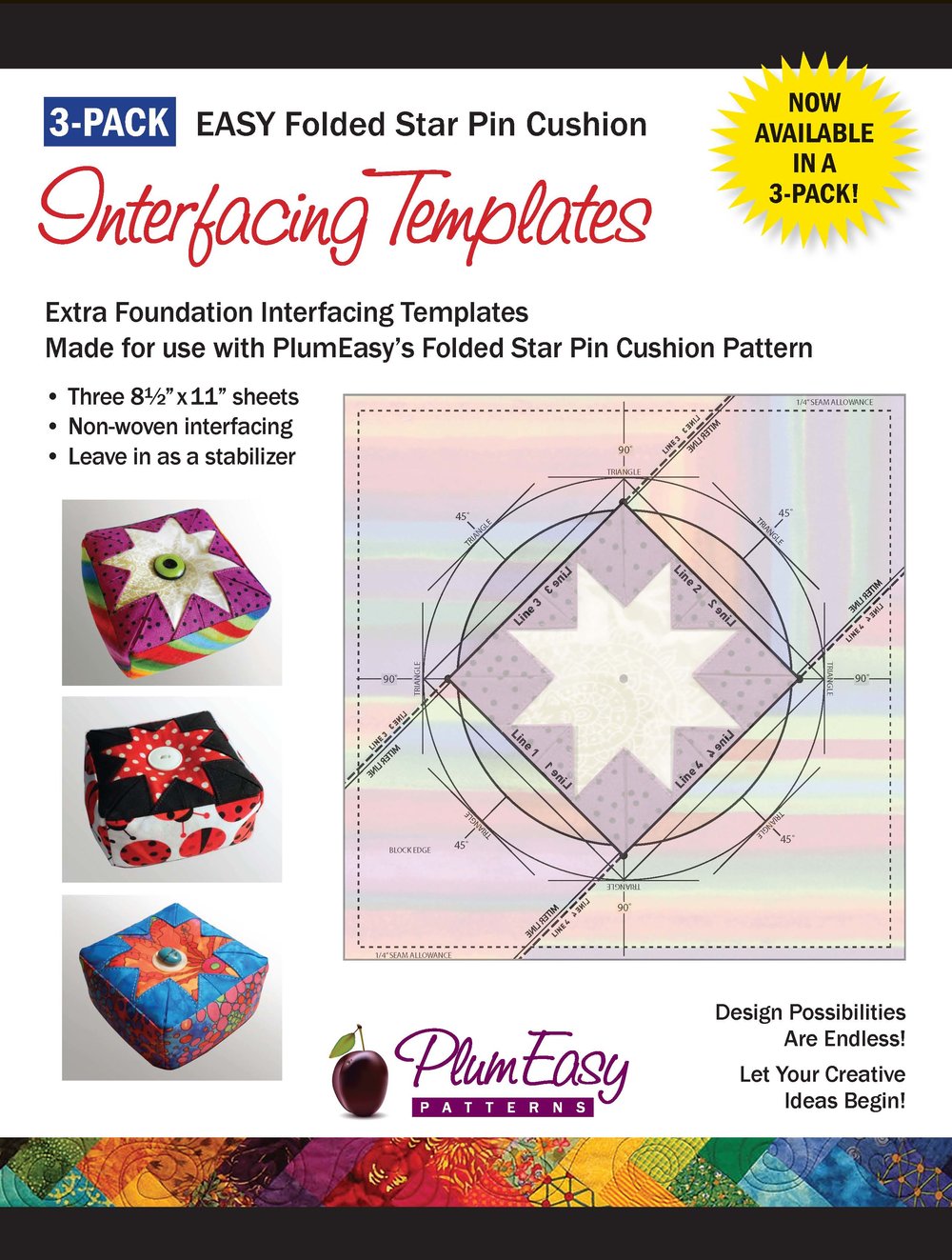Pretty Pinwheel Pin cushion – PDF Pattern, instant download