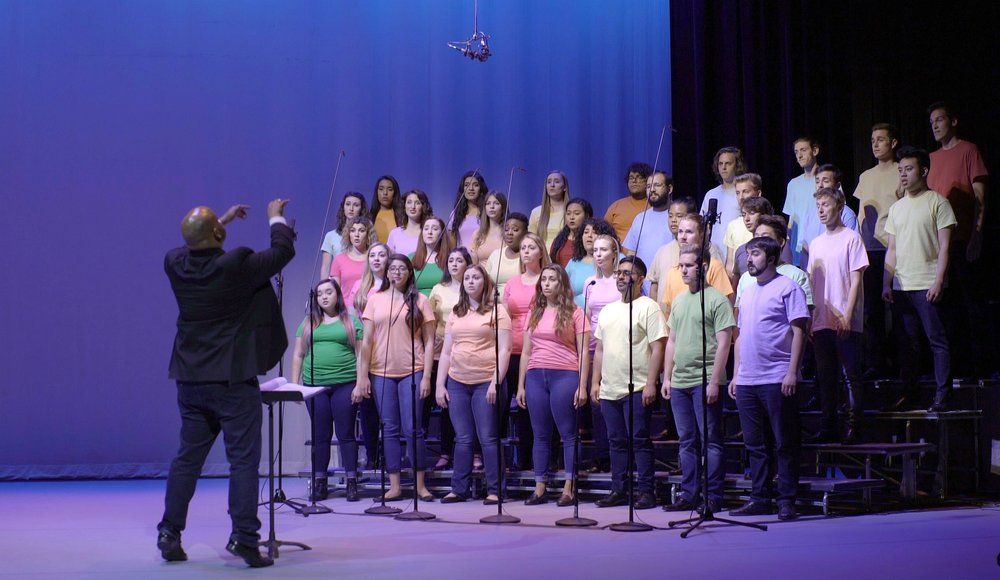 Jonathan Talberg conducts the Bob Cole Choir of CSU Long Beach for Choral Tales filming