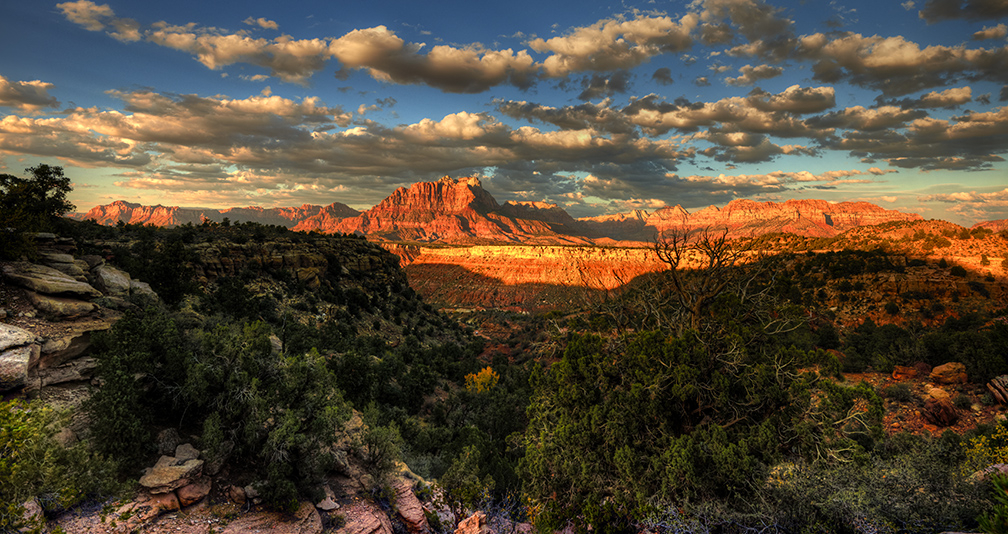 Zion National Park, Utah at sunset. 