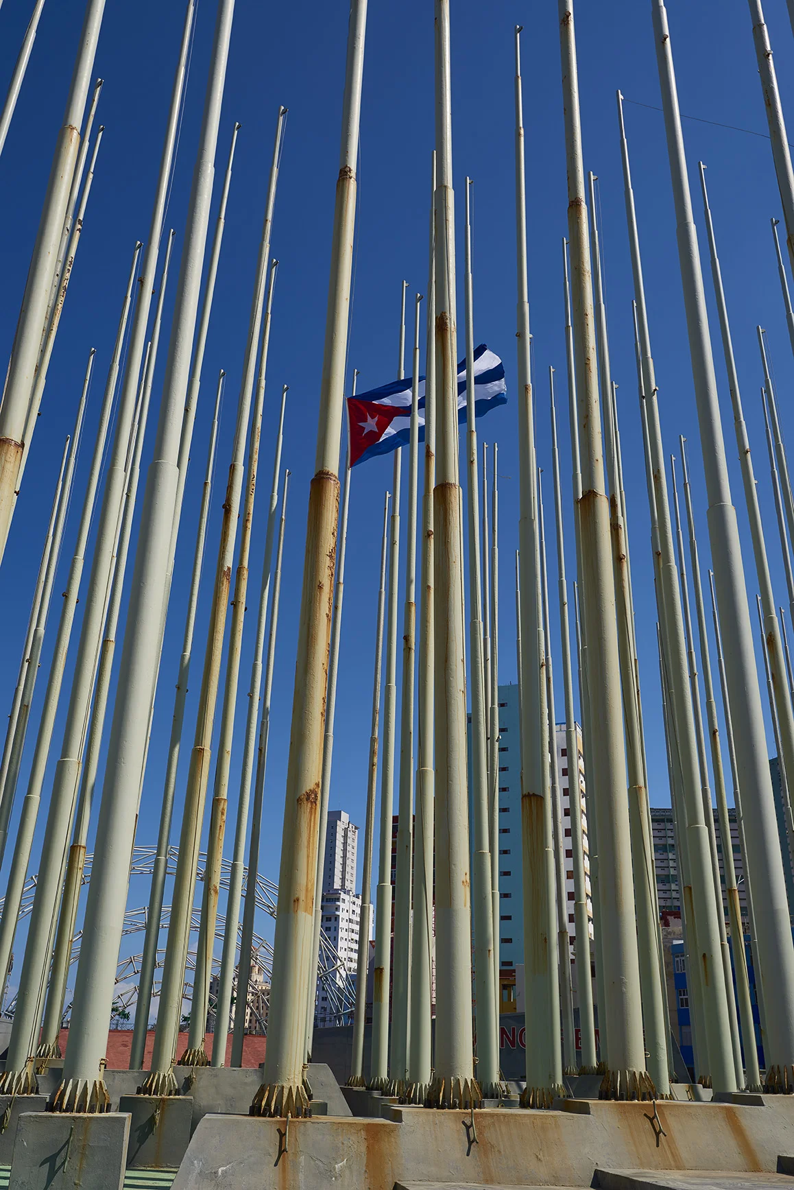 Cuban flag on display in Havana, Cuba. 