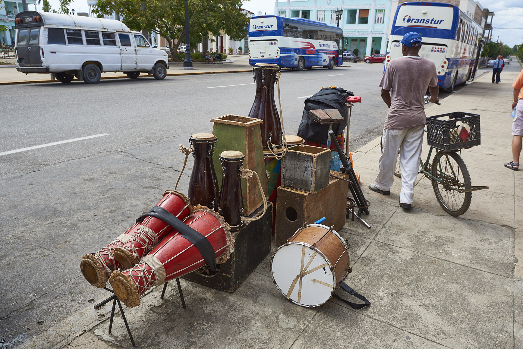 Unloading musical instruments on the streets of Havana, Cuba. 