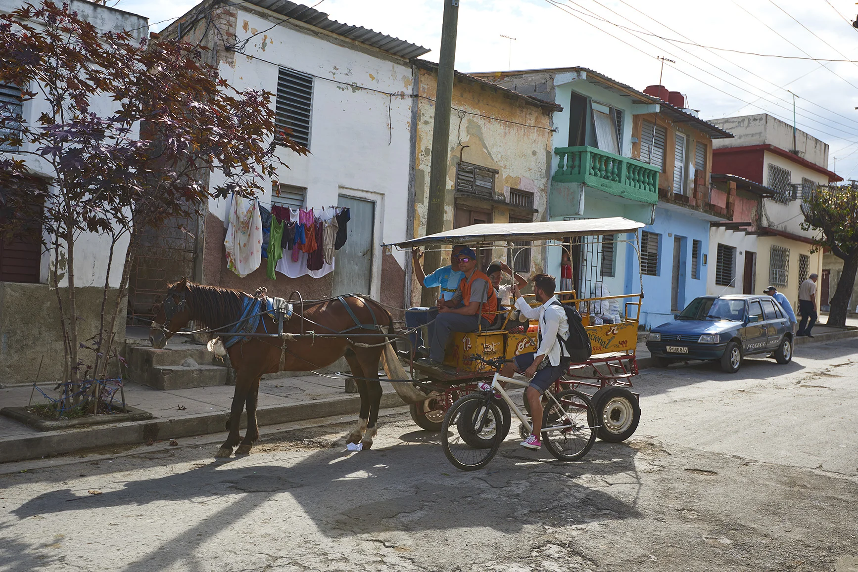 Horse-drawn taxi in Cuba. 