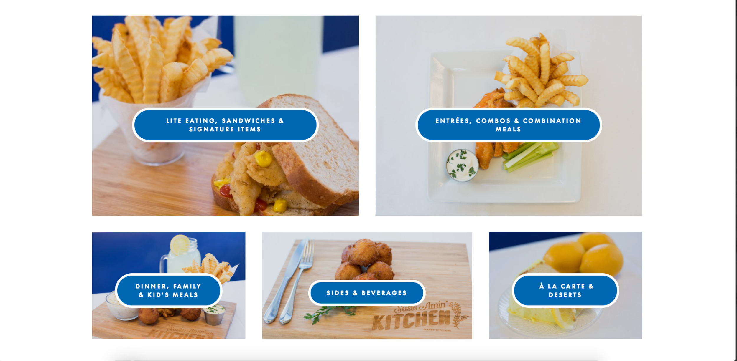 Easy menu access, click whichever option you are craving and be directed to the menu.