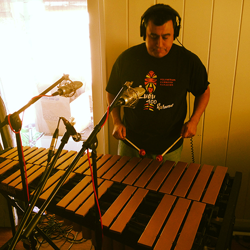 The amazing Marty Lush tracking vibraphone in Los Angeles for the Trabants' album "Cinematic"