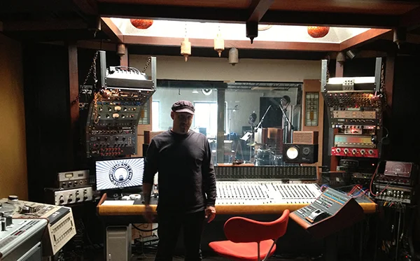 Jack Younger in his Watch City Studios in Waltham, MA during the drum tracking for "Cinematic"