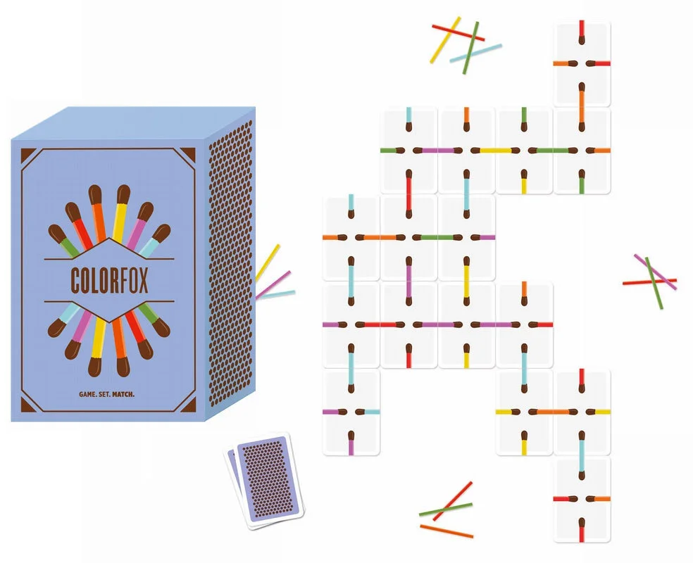 You start with one card...then each turn, you play another card, by connecting it to a matching color. Then draw the stick of the color of the card that you just played.