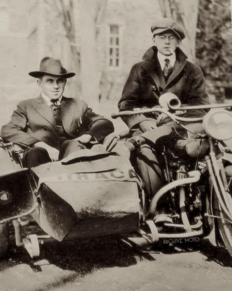 Two gents and their Indian sidehack, Ithaca, NY ca. 1910.
