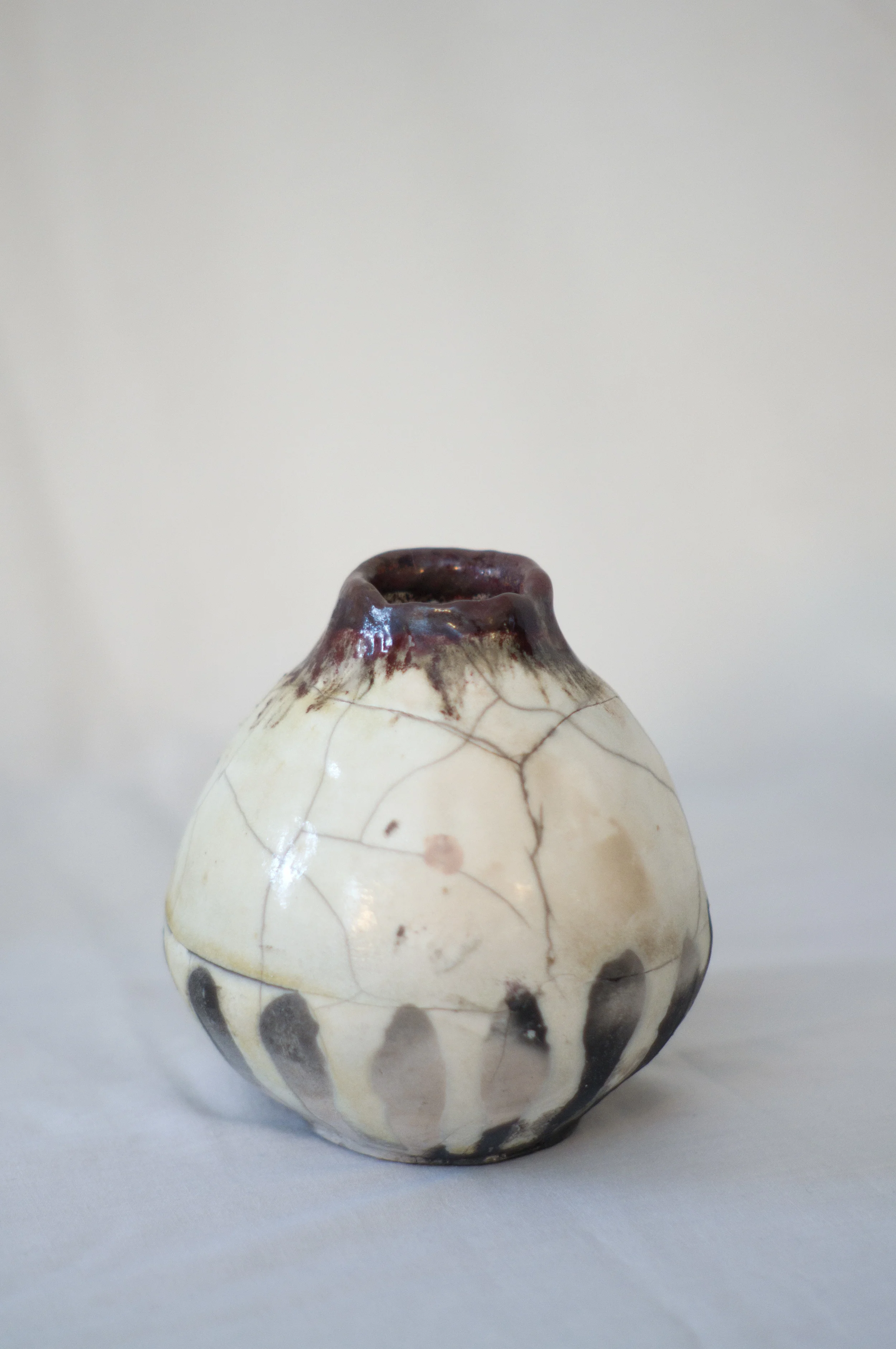 Raku Pinch Pot Stoneware 5 2/16" x 5" 2013 (This piece has already found a home : sold)