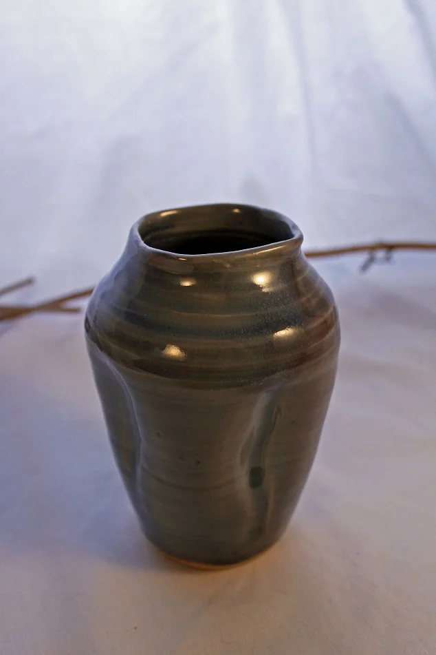 Blue Celadon Bottle Stoneware Height: 5" Diameter: 2 1/4" 2014 (This piece has already found a home: sold)