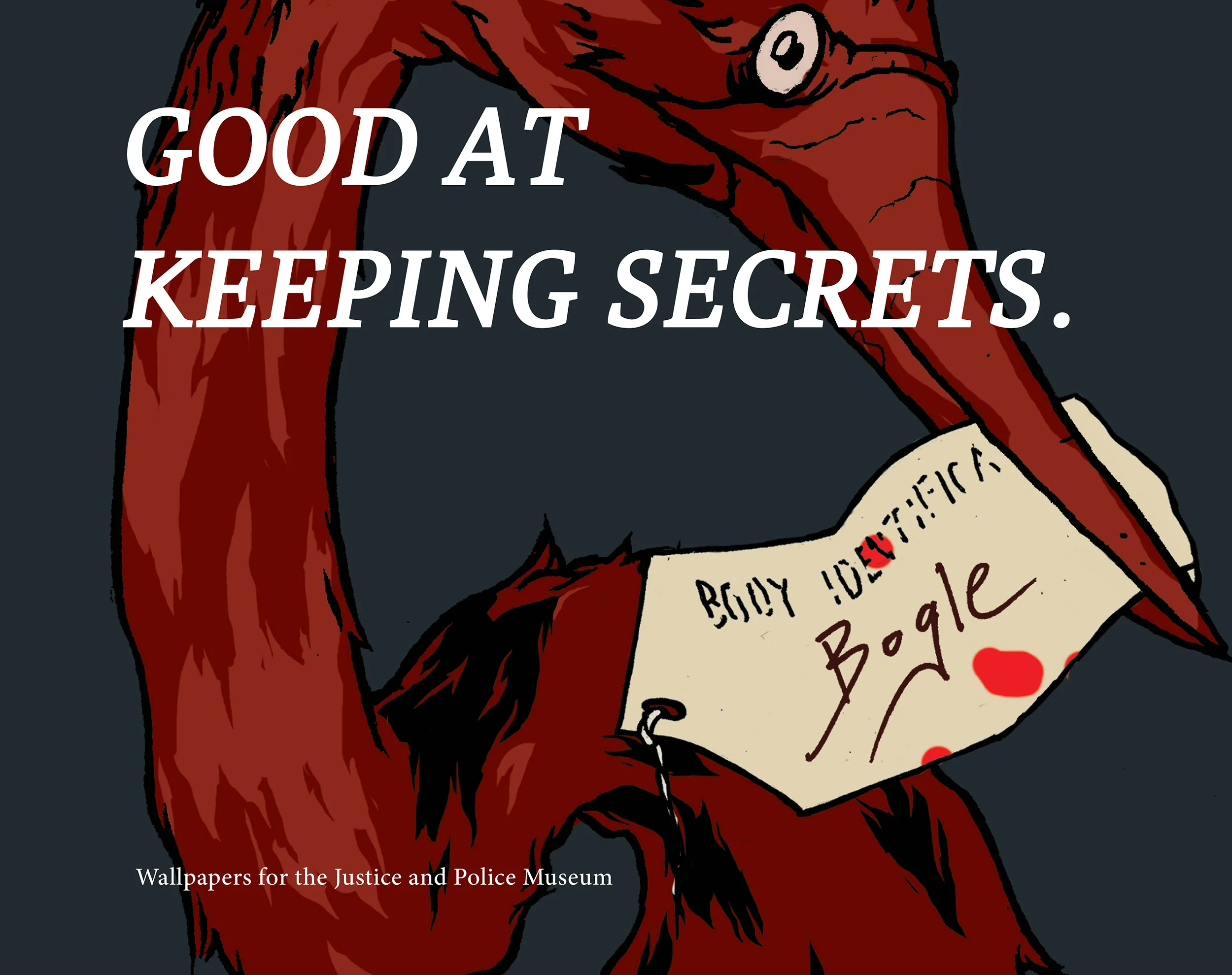   Good at Keeping Secrets  explores the hostile and watching qualities of wallpaper, and takes floral and faunal motifs from the lane cove river area, site of the infamous bogle chandler deaths. 