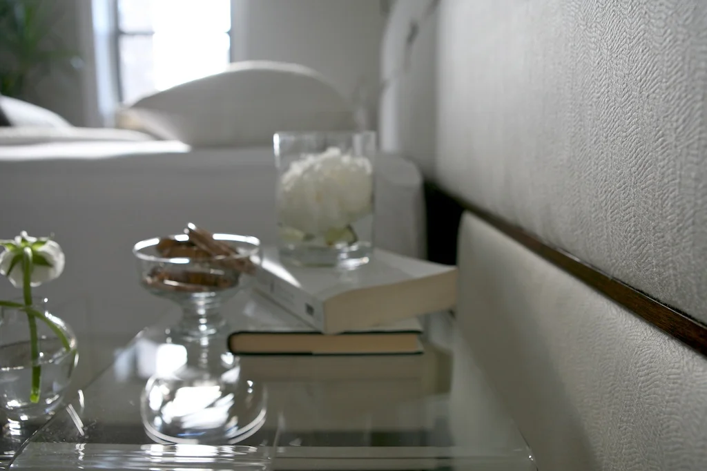 "Brooklyn interior design project: master bedroom decor. All white interior."