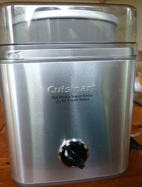 The Cuisinart Ice Cream Maker in stainless, also comes in colours like teal.