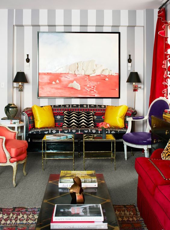 Sometimes color overload is exactly what you need! This room blends all of the key ingredients: color, pattern, scale, and contrast. Bohemian Chic.