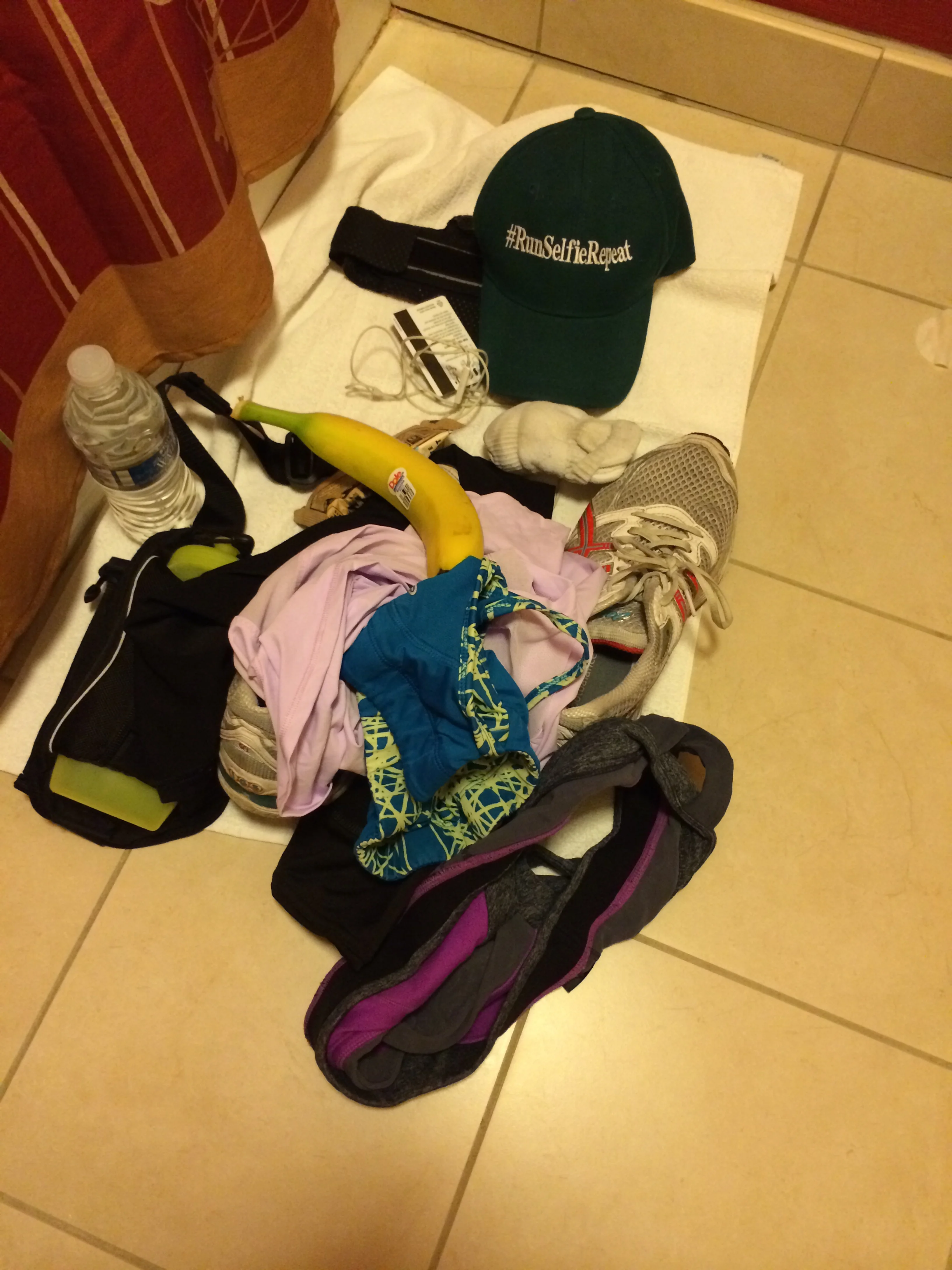Setting out my running clothes in the bathroom because I'm classy. 