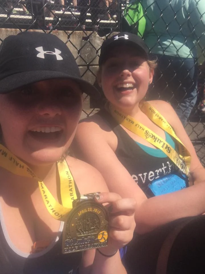Me(left) and Jordan(right) moments after crossing the finish line at the St. Lukes half marathon.