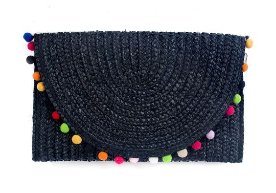 shiraleah carmelita pom pom clutch, $40