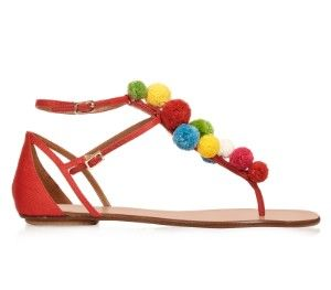 aquazzura raffia pon pon sandal, $563