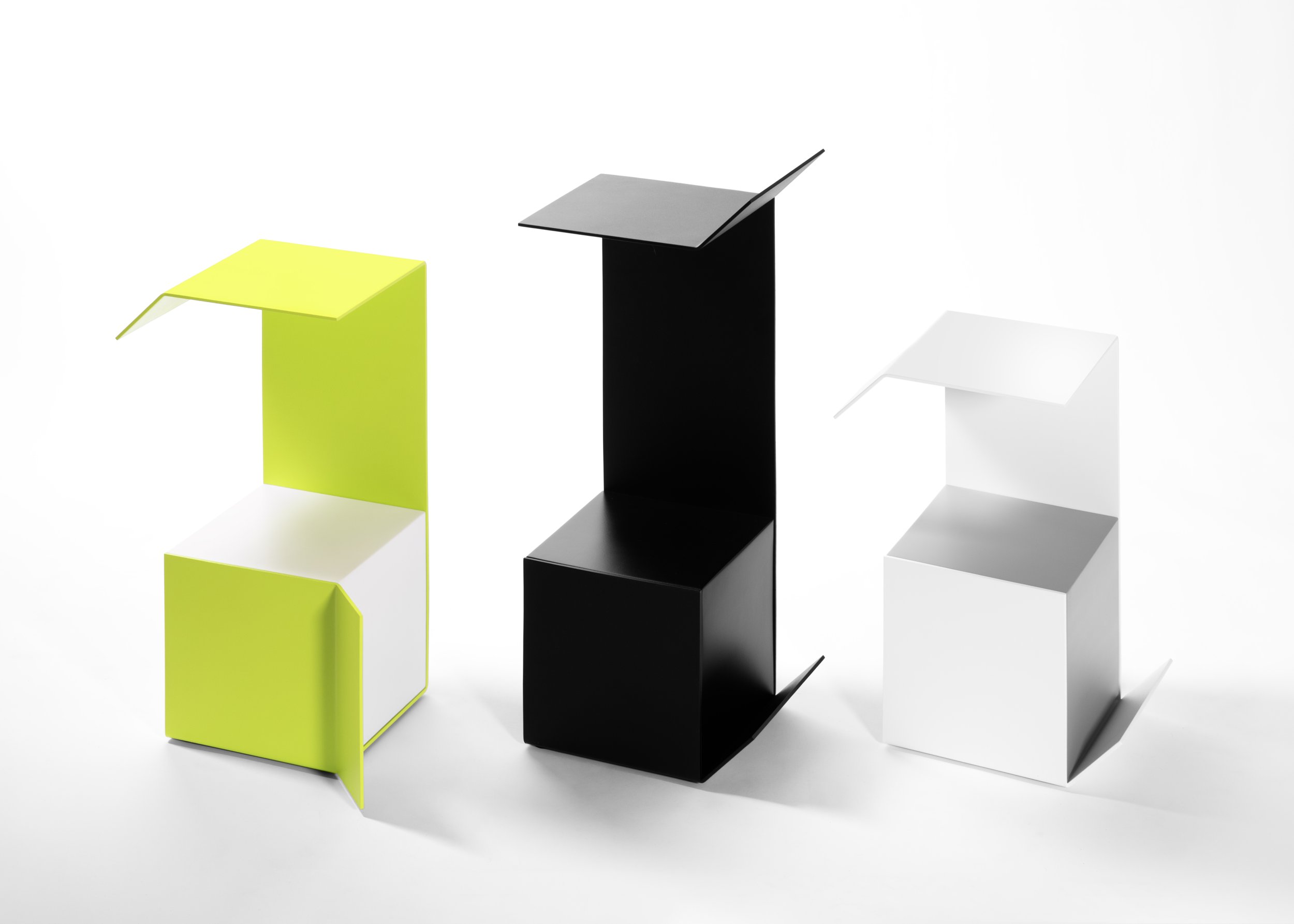 side tables, chartreuse, black, white