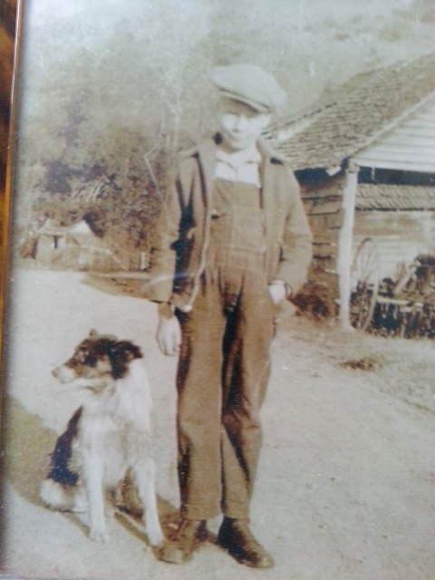 "Coffee Jack" Utsman with his dog "Grip" as a child in Rogersville, Tennessee. 