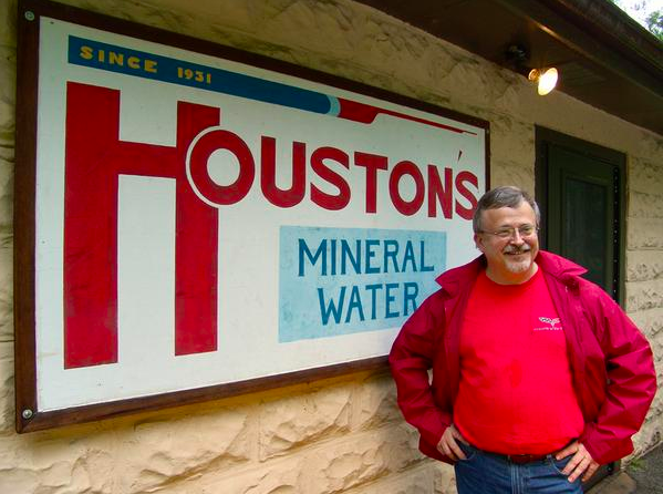 Bill Houston (W.C.Houston) standing outside of the well house at http://www.houstonsmineralwater.com/