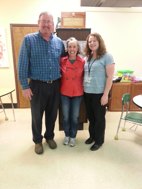 Mr. Jon Waters (Ag Science teacher), Amy Campbell and Keperly Camet (Special Education teacher) at the CDC 1 Classroom, Heritage High School, Blount County, Tennessee.