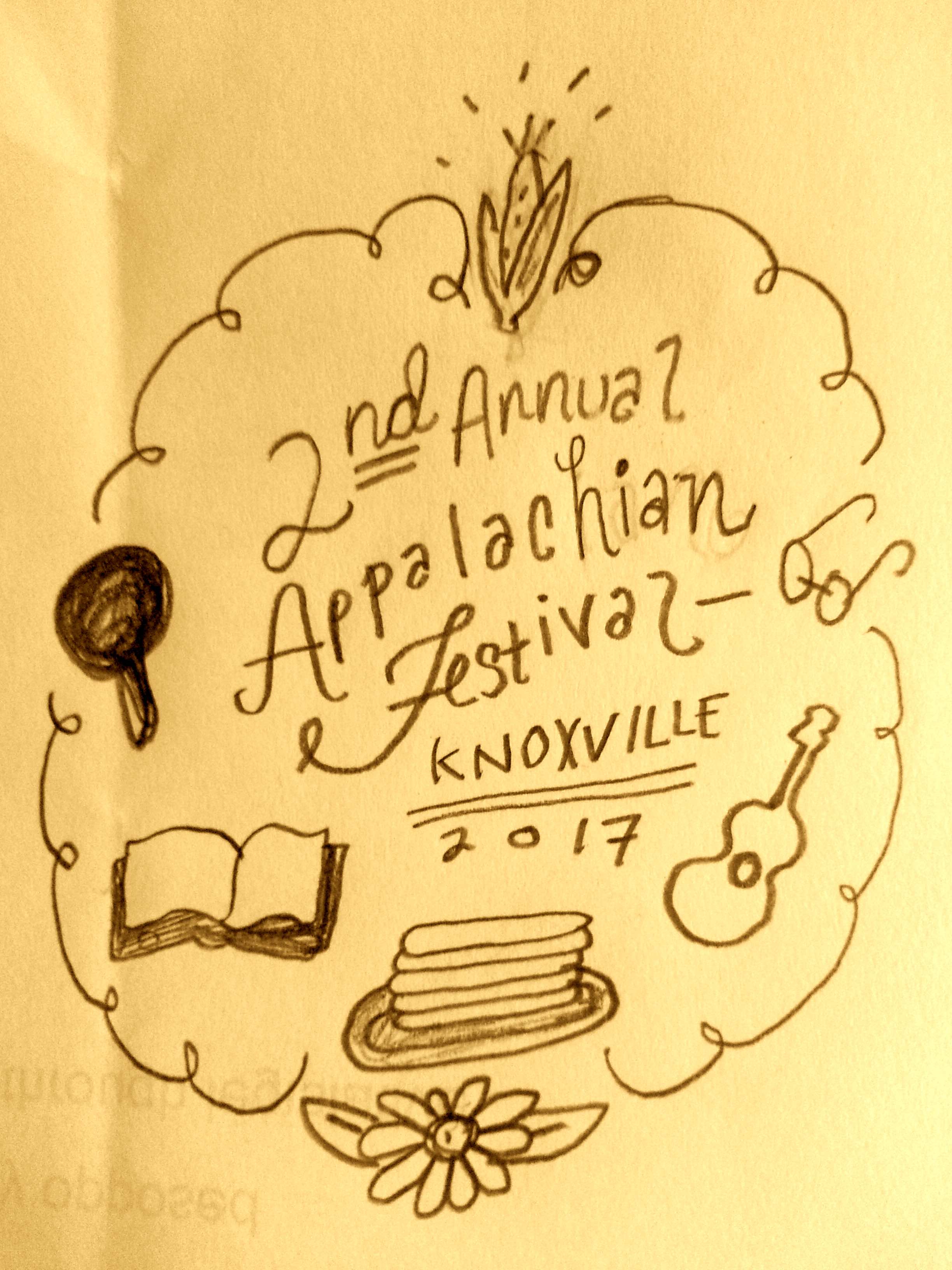 Illustration drawn to describe the 2nd Appalachian Festival, Knoxville by Amy Campbell