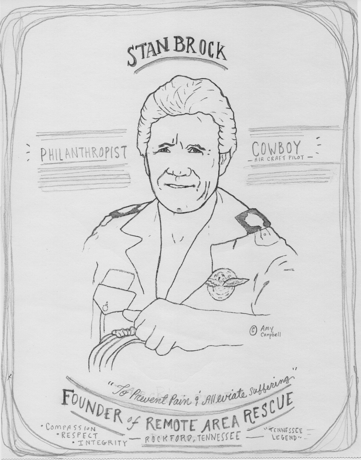 Illustration of Stan Brock by Amy Campbell.