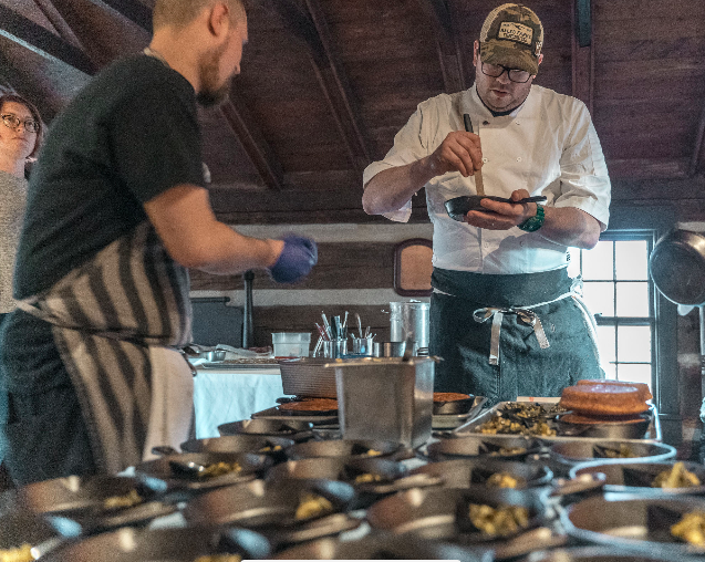 Chef Jeffrey DeAlejandro and crew of the Colonial James White Fort dinner series. These images come from the first in the series in January, 2019.