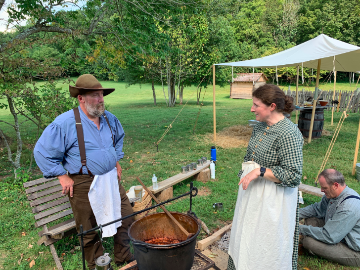 Steve Smith and Marcianne O’Day make apple butter at the Cordell Hull Birthplace State Park in Pickett County, Tennessee. Photo by Fred Sauceman.